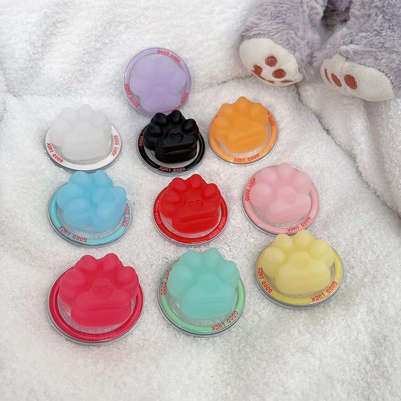 Solid Color 3D Cat Paw Magnetic Suction Phone Airbag Holder With Back Sticker Watching TV Shows Desktop Lazy People Portable