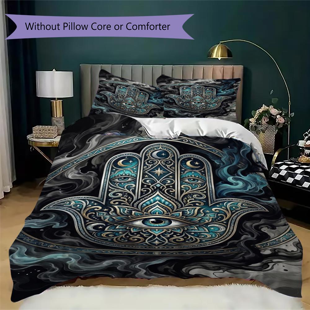 Hand of Fatima Pattern Bedding Uilt Set Uilt Cover Pillowcase Home Decoration Birthday Gift (1 * Duvet Cover + 2 * Pillowcase  Without Core)96