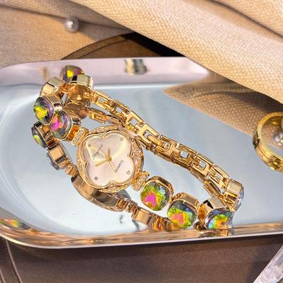 Diamond-encrusted Gemstone Four-leaf Clover Live Broadcast Premium Bracelet Women's Watch Quartz