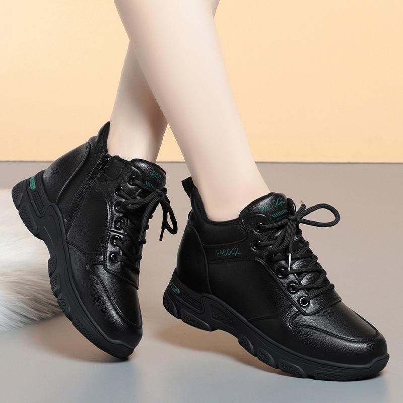 Women Casual Shoes New Winter Warm Plus Velvet Black Women Ankle Boots Thick-Soled Cotton Sneakers Wedges Ladies Shoes