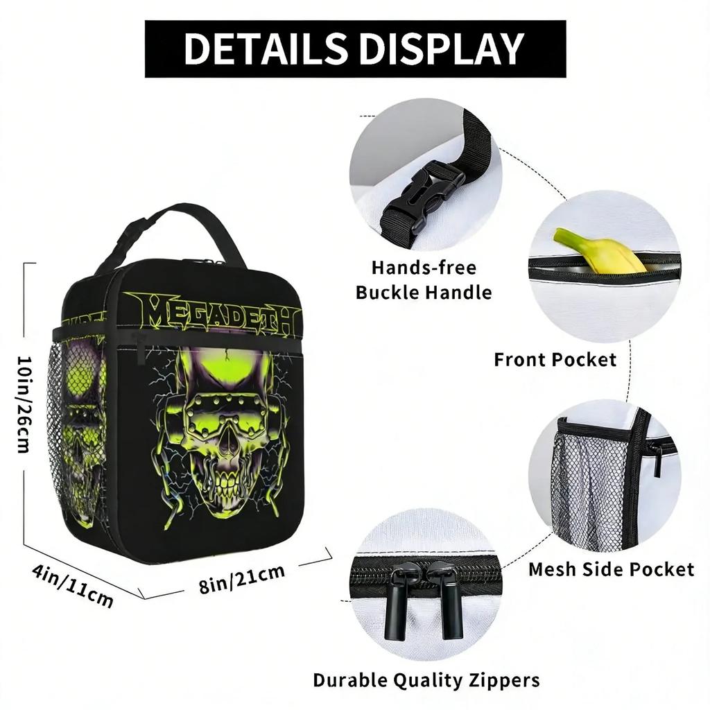 Megadeths Rock Band Lightning Vic Merch Izolovaná taška na oběd do školy Taška na uchovávání potravin Přenosný termoizolační box na oběd