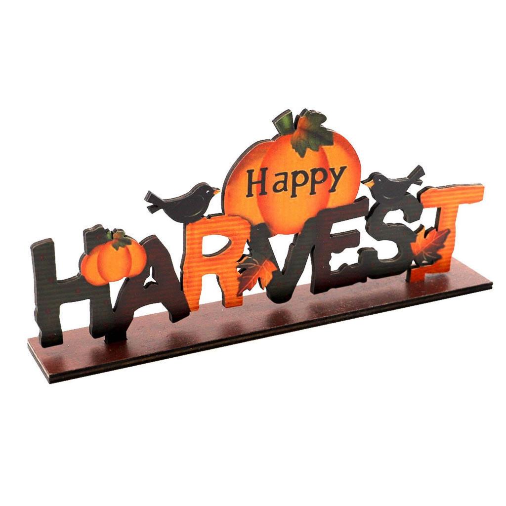 Wooden Happy Bumper Festival Table Decorations Maple Leaf Sunflower Table Ornaments Halloween Sign Fall Party Decoration