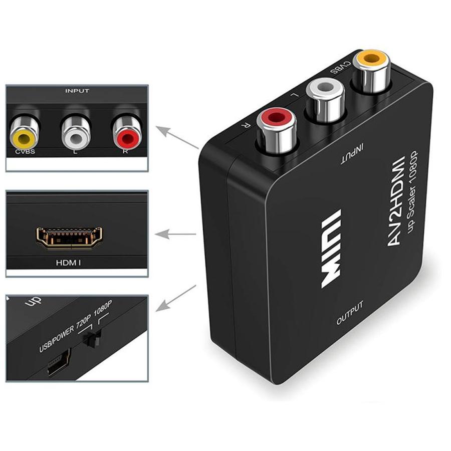 1080P RCA Kompositt CVBS AV til HDMI Video Lyd Konverterboks AV2HDMI Adapter