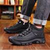 Men's Winter Thick Velvet Slip-On Leather Shoes for Middle-Aged and Elderly