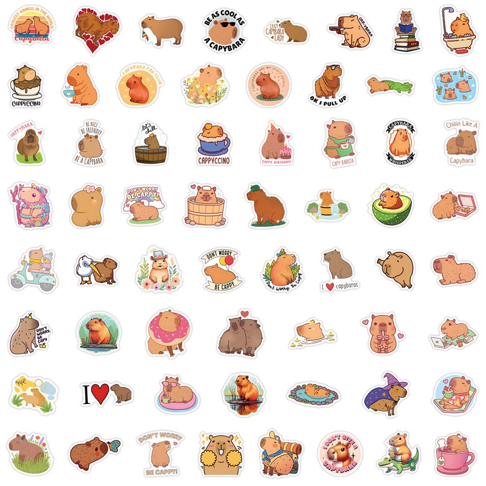 

Capybara Cartoon Waterproof Stickers - 60-Pack for Journals, Cards, Water Bottles, and Stationery