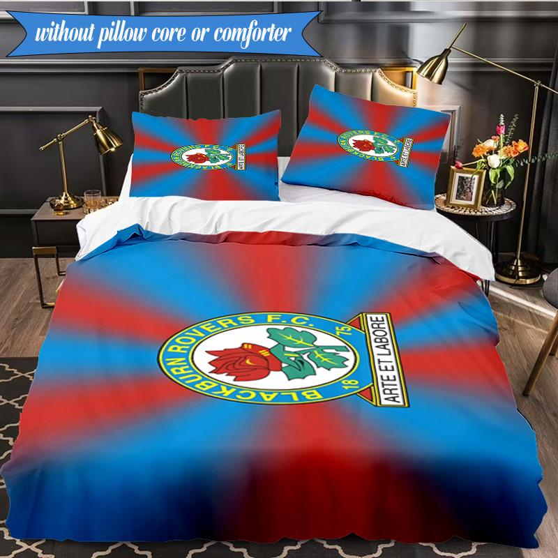 3PCS Blackburn Rovers Crest Football Club Soft Bedding Set,Including 1pc Duvet Cover And 2pcs Pillowcases Perfect for Bedroom, Dormitory, Fan Gift