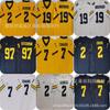 Michigan Wolverines Football Jersey 2 Johnson 19 Underwood 7 Edwards Embroidered Team Sport Uniform Men