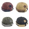 Unisex gewaschene Farbe Schirmlose Kappen ohne Schirm Stern-Patchwork Docker Cap Buchstabe Verstellbare Mütze Vintage-Stil Hip-Hop-Mützen