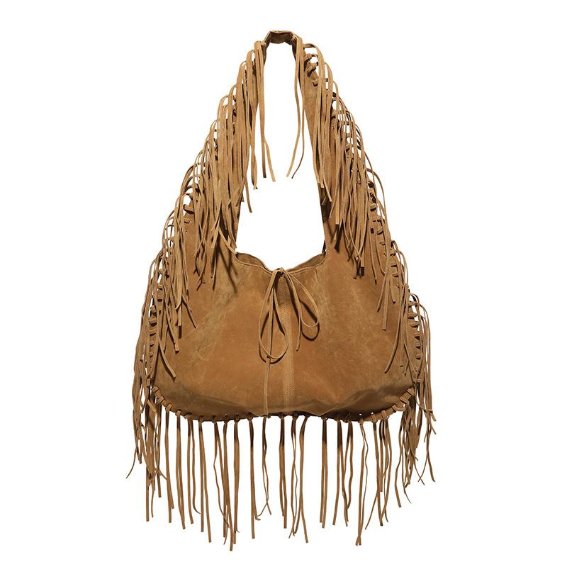 Casual Retro Large-capacity Bag Women's New Versatile Shoulder Underarm Bag Fashionable Fringed Tote Bag