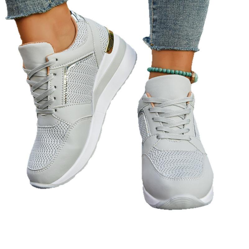 Women's Wide Width Platform Sneakers, Lace-Up Athletic Casual Shoes, Summer Wholesale Walking Shoes in Stock