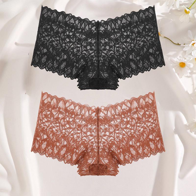 2 ks krajkové šortky pro ženy s nízkým pasem, květované spodní prádlo S-XL, sexy kalhotky pro dívky, dámské krajkové kalhotky, spodní prádlo