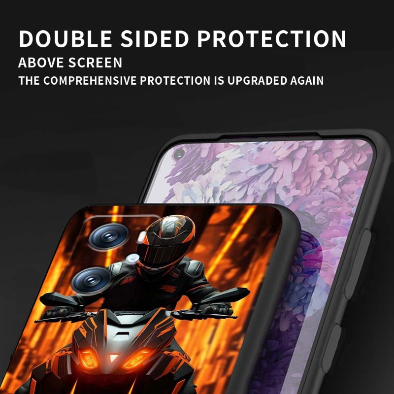 Creative motorcycle rider cool For OPPO Reno 5 6 7 A96 A40 A58 Realme GT A74 A78 Neo2 A74 A78 Find X5 X3 X7 X8 Black Phone Case