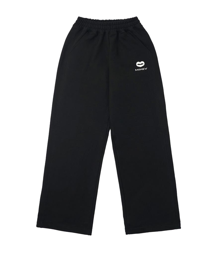 Mihebeu [Unisex] Stitch Classic Logo Sweatpants Black
