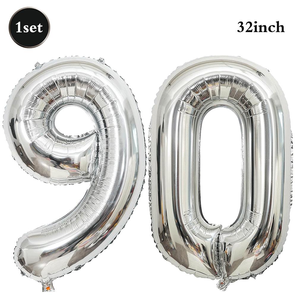32inch Silver Number Foil Balloons Large Digit 0-9 Helium Globos Happy Birthday Party Decor Wedding Anniversary Graduation 2026