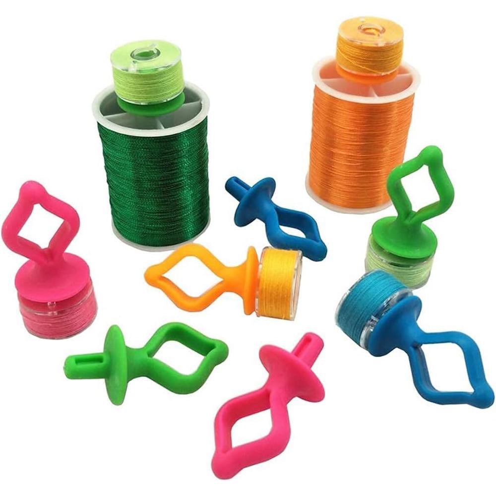 100Pcs Silicone Bobbin Holder thread Spool Savers Clamp Stack Bobbins on Top of Thread Spools for  Embroidery Sewing Tools Clips