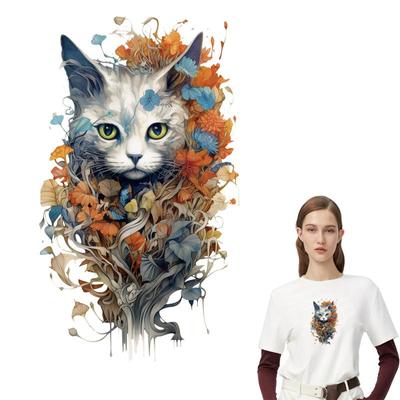 Thermal Patches Clothing Cat Stickers Decals Hoodies Parches Ropa Clothes Stickers Diy Heat Press Appliqued Badges Patches