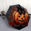 1pc Pumpkin and Flowers Cat Durable Cartoon Folding Umbrella, Portable 3-Fold Compact Umbrella for Men and Women, Suitable for Travel or Daily Us