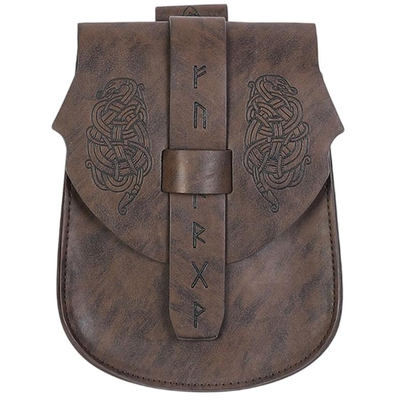 Medieval Style Adjustable PU Leather Waist Bag For Cosplay Costume Accessories And Theme Parties