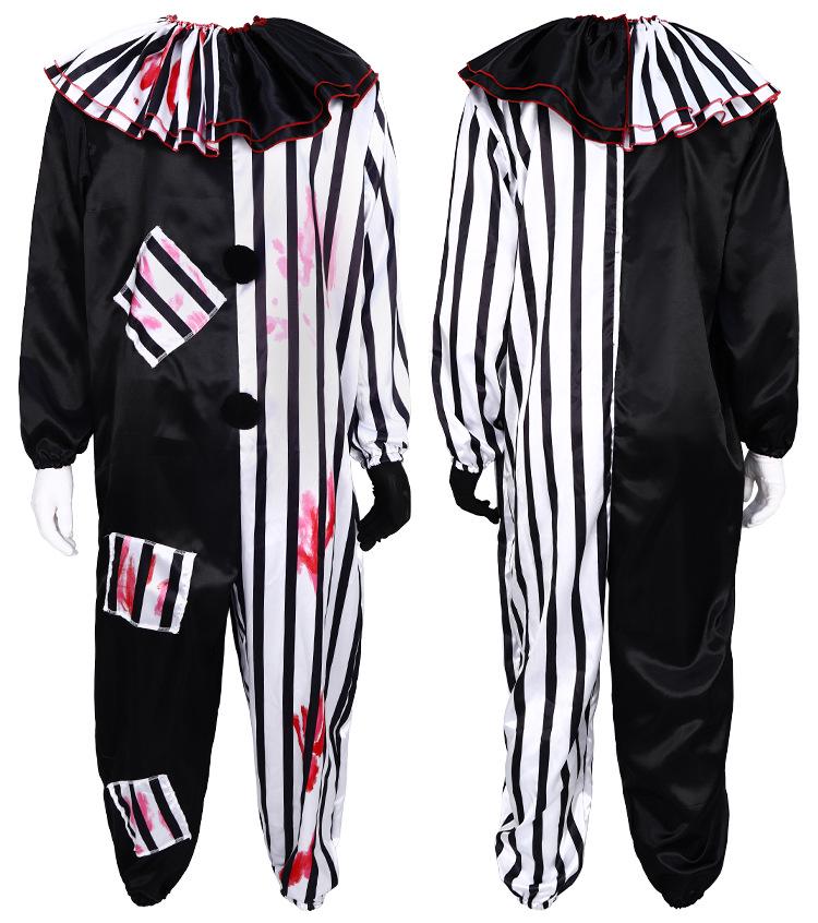 Soul-Shattering Clown Halloween Unisex Cosplay Costume with Blood Stains and Cloak