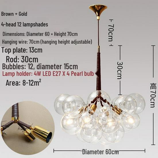 Nordic Romantic Bubble Lamp - Creative Glass Pendant for Children's Room, Living Room, or Restaurant.