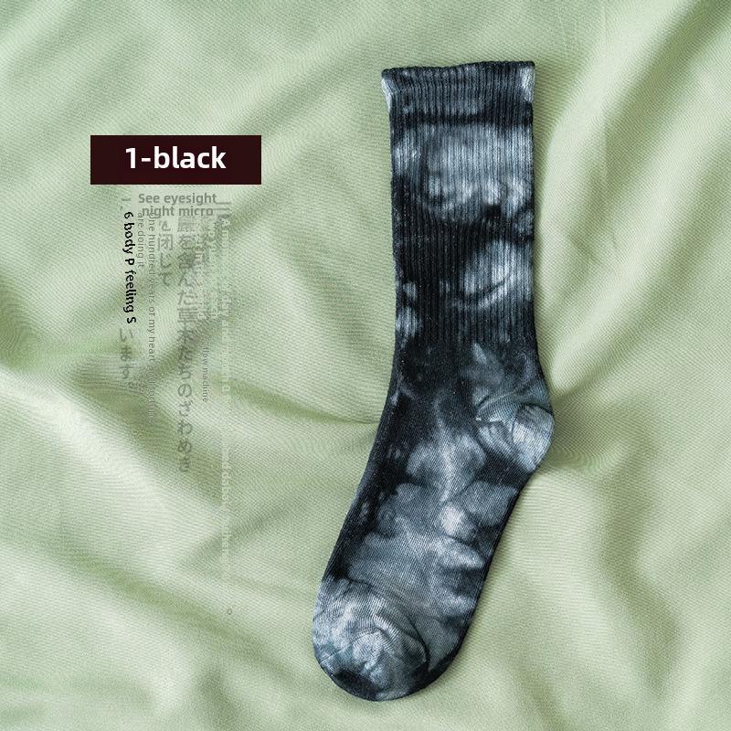 Gradient Tie-Dye Mid-Tube Cotton Socks - Women's Street Fashion & Sport Trend
