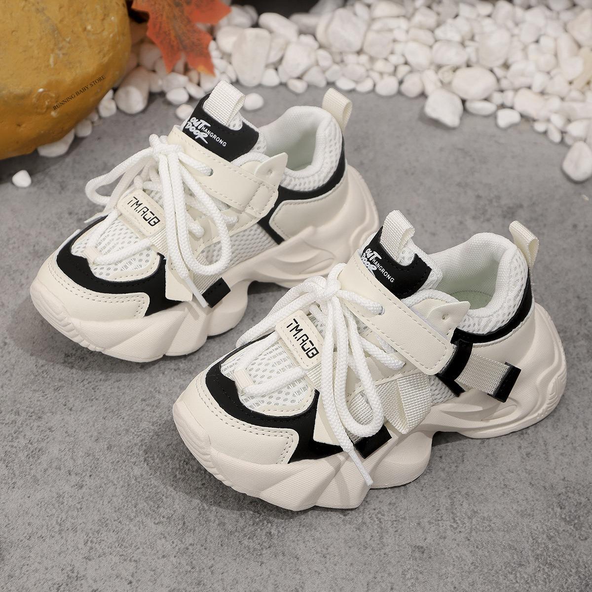 

Side Nylon straps Children Casual Sneaker for Student School Basketball Shoes Girl Patchwork Sport Shoe Boy Training Shoe I10184 21 бежевый