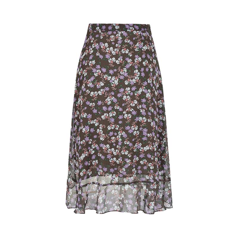 JUZI Annakol Floral Print Chiffon A-line Long Skirt M