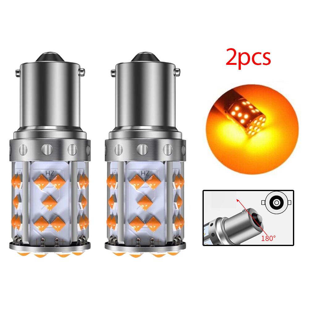 2pcs 7440/ 1156 150°/1156 180° LED Bulbs For Cars Turn Signal Lights Orange Amber Brake Light, Daytime Running Light
