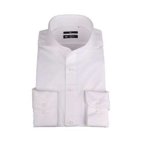 SUIT SELECT 4S BLACK LINE Slim Fit Men's Dress Shirt Non-Iron Stretch Cutaway Collar White Dobby L Size 41-86