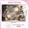2D Silver Happy Birthday Backdrop - Metallic Balloon Photography Background