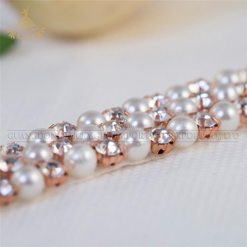 New Arrival Blingbling Yardage Strip Shape Iron on Crystal Rhinestone Break Line Hot Fix Design Patch Pearl Bead Applique