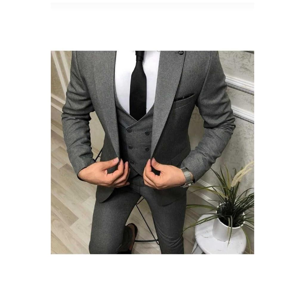 Men's Slim-fit Vest Suit (collar Ornament And Tie Gift)