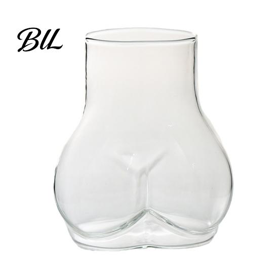 Photo Friendly Beverage Glass 450ML Butt-Shaped Cup, Novelty Drinking Glass, Funny Body Art Whiskey Non-slip Tumbler Coffee Cup for Bachelor 450ML