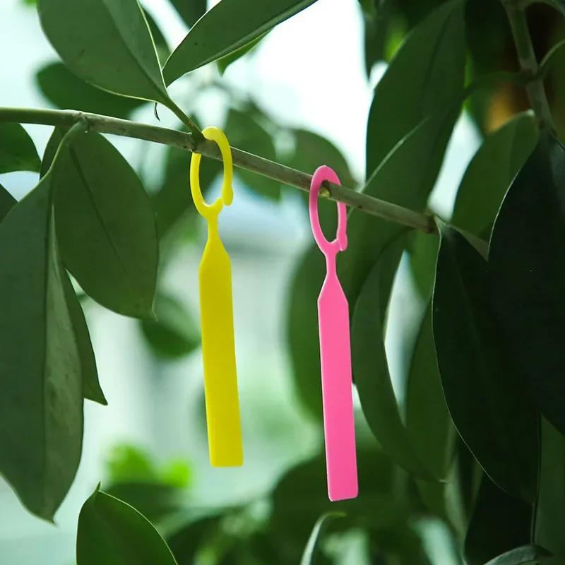 100ks štítek na zahradní výsadbu kroužek s háčkem Značky na stromky Plast Vodotěsný Opakovaně použitelný závěsný štítek