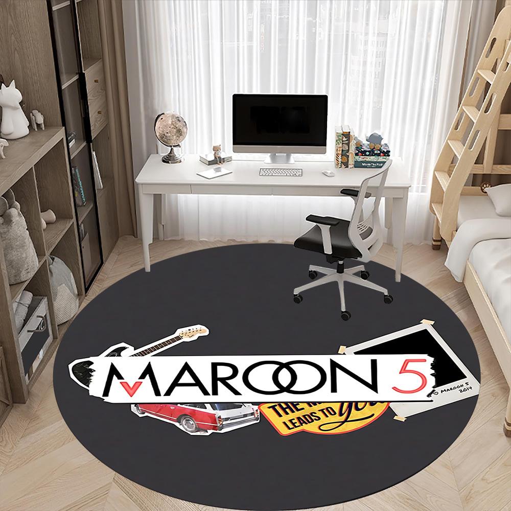 1PC Maroon 5 Office Round Rug - Perfect for Office or Study Decor, Non-Slip Backing, Decorative Floor Mat yy250916059