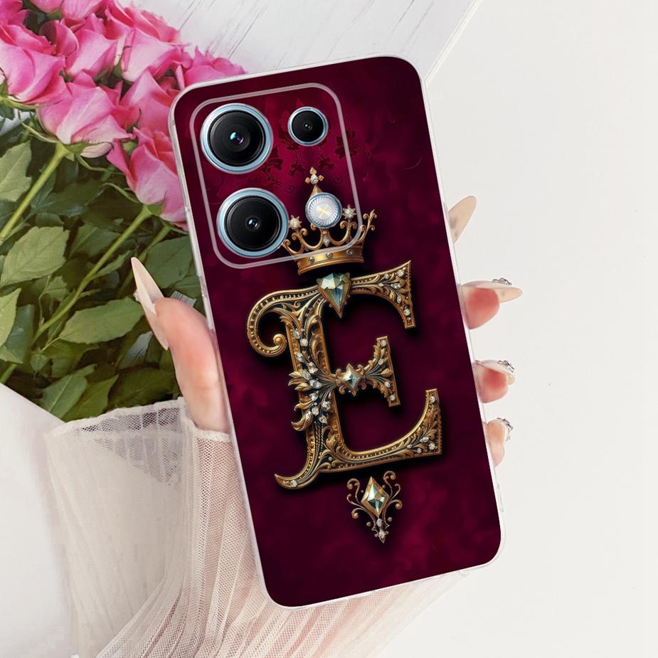 For Xiaomi Redmi Note 14S 4G Case Cute Crown Letters Cover Soft Slim Phone Case For Xiaomi Redmi Note 14S Note14S 4G Fundas Bags