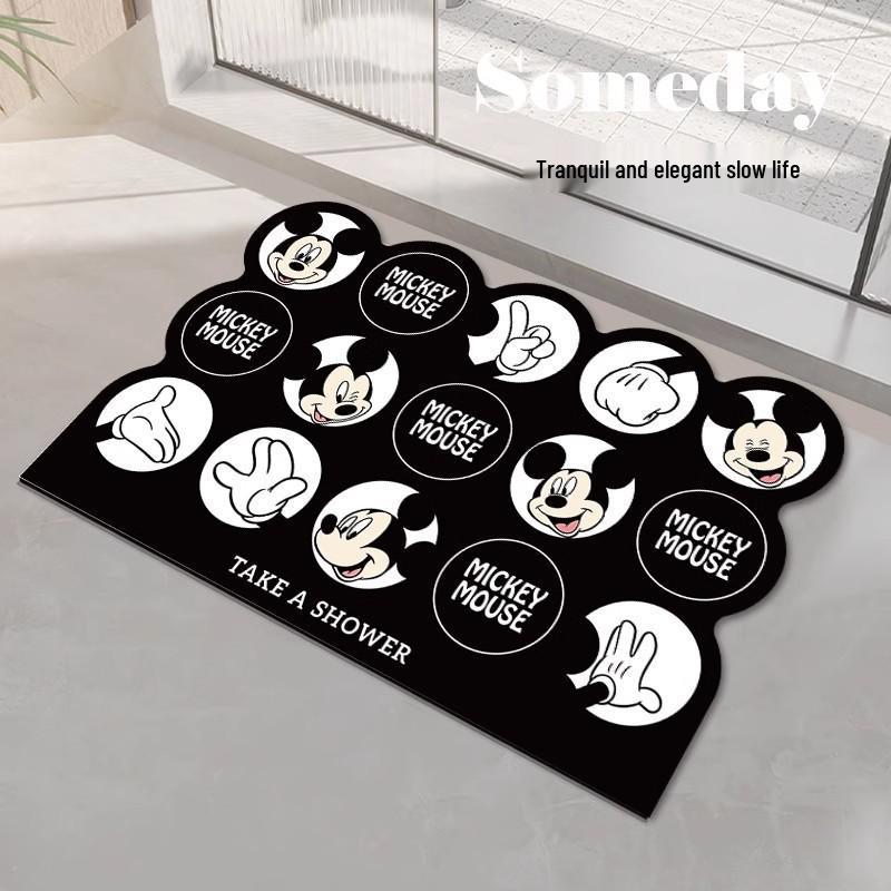 Cartoon Mickey Non-Slip Diatomaceous Earth Bathroom Mat - Water Absorbent & Quick-Drying