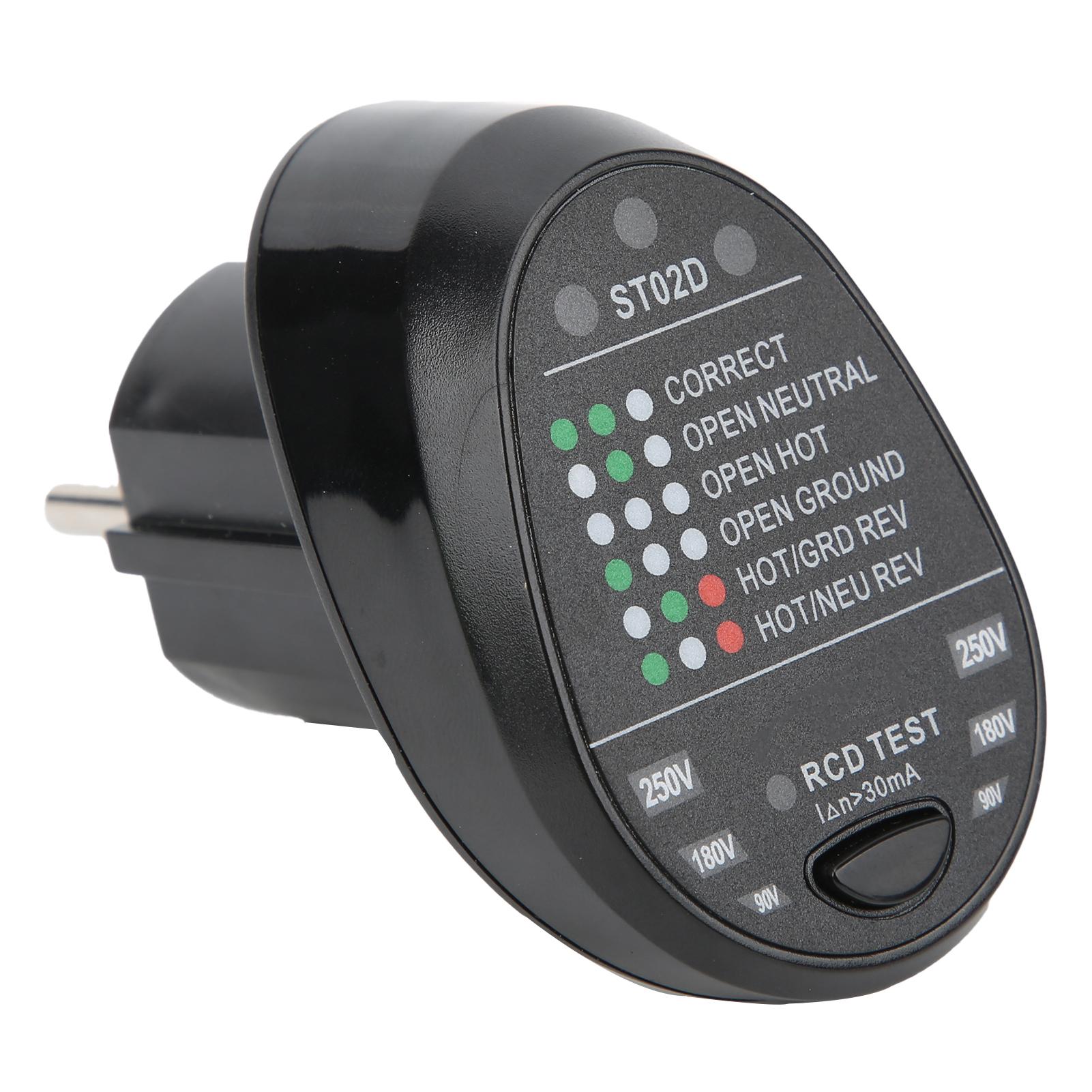 

ST02D Electric Socket Tester Circuit Polarity Detector Mains Fault Checker