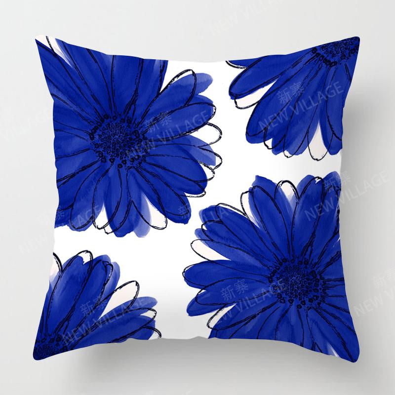 Personality Blue Cushion Cover Geometric Abstract Pillowcase Home Decoration Living Room Sofa Cushion Pillowcase