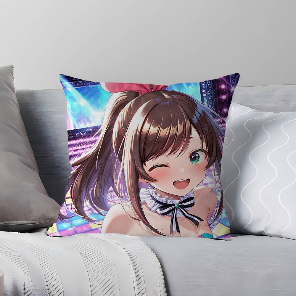 

K-Kizuna AI Singer Office Cushion Pillowcase Car Cushion Cover45X45CM Lumbar Pillowcase Sofa Pillowcover 16x16Inch