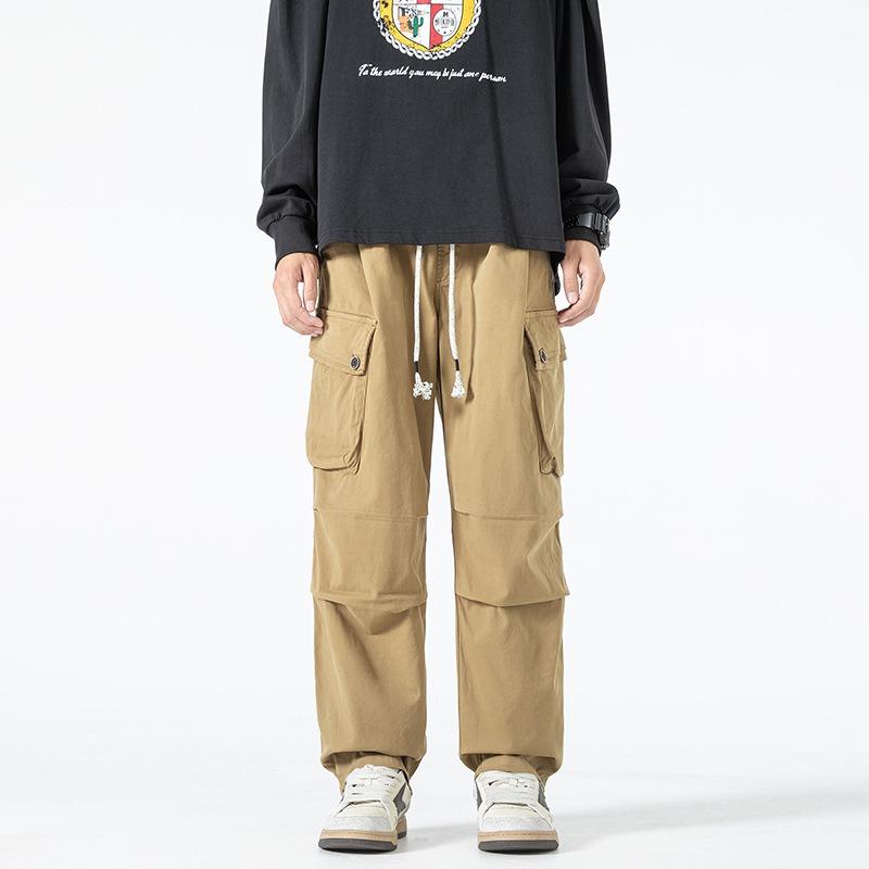 New Overalls Straight Loose Men's Pants High-end Men's Wide-version Paratrooper Pants Trendy Pants Men's Casual Pants Men's Clothing