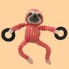 Interactive Dog Toy Squeaky Plush Animal Dog Chew Toy with Rubber Ring Stuffed Sloth Monkey Tug-of-War Toy for Puppy Teething