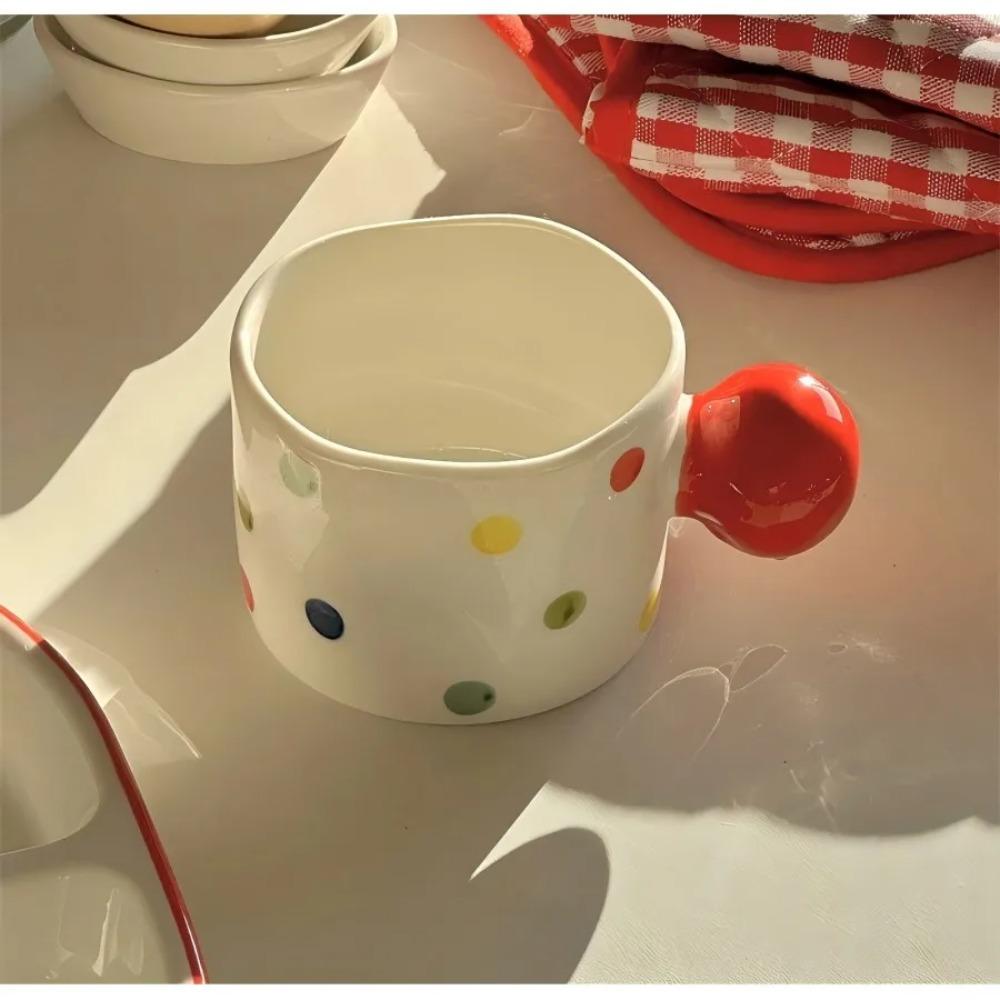 Colorful polka dot ins style ceramic ball handle coffee cup
