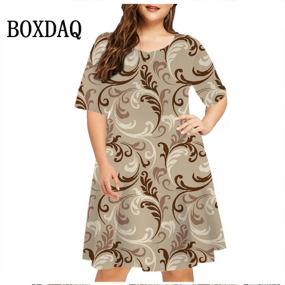 

Новое летнее платье женское свободное платье в стиле ретро с растительным цветком повседневное мини-платье с короткими рукавами и принтом большая женская юбка-солнце XL