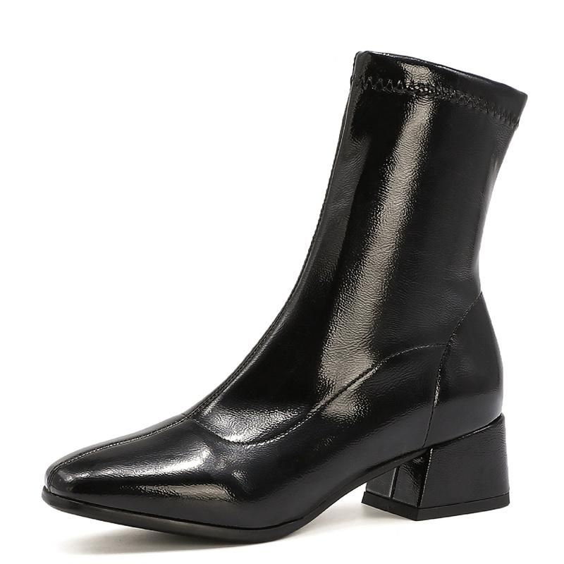 Классические белые ботильоны для женщин на низком каблуке короткие женские ботильоны лакированная кожа золотисто-серебряные танцевальные туфли для вечеринок осень-зима 41 чёрный 5558₽