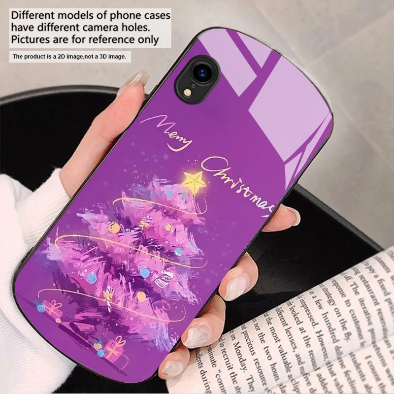 Decorated Christmas Tree For iPhone 17 16 15 14 13 Plus 12 Mini 11 Pro Max XR Xs Max X 7 8 6S 22 20 Elliptical Glass Phone Case