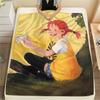 1PC Pippi Longstocking Print Flannel Blanket, High Quality All Seasons, Home Decor, Warmth and Comfort, Perfect for Christmas Gifts