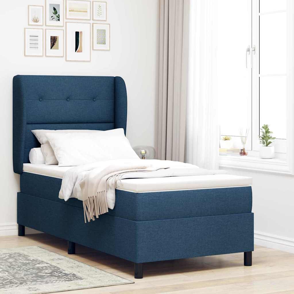 Boxspring bed with headboard Blue 90 x 190 cm Fabric