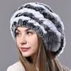 Women's Berets Natural Rex Rabbit Fur Hats Knitted Ladies Winter Warm 100% Real Fur Hats