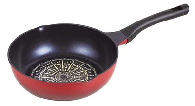 Pearl Metal Frying Pan Red 24cm Diamond Coat Extra Deep Karufuka HB-4715